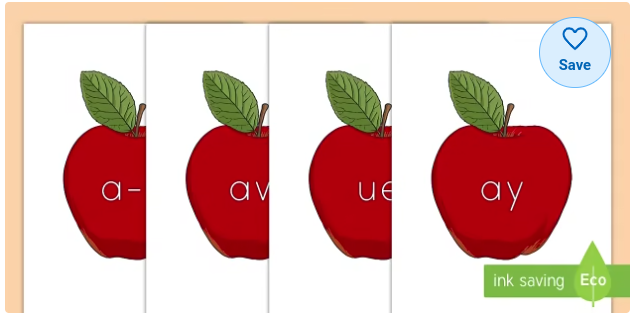 Digraphs Red Apple Cutouts