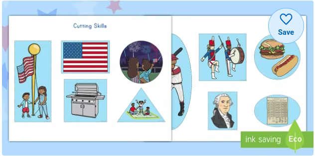 Independence Day Cutting Skills Activity