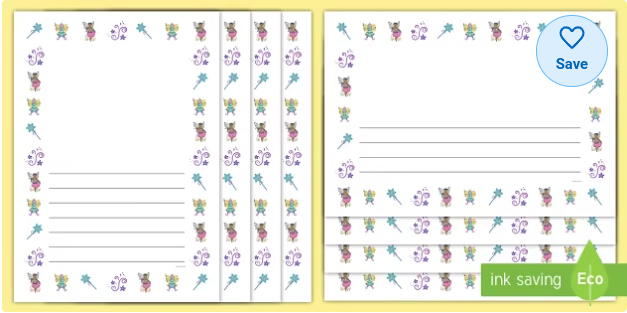 Blank and Lined Journal Writing Pages - Fairy Tales Border
