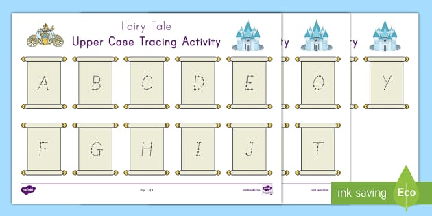 Fairy Tale Uppercase Letter Tracing Activity