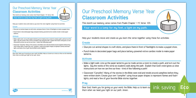 Psalm 119:105 Memory Verse Classroom Teaching Ideas