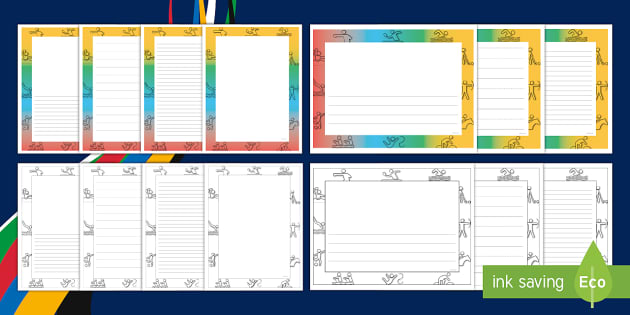 Blank and Lined Journal Writing Pages - Summer Olympics Border