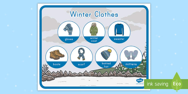 Winter Clothes Word Mat