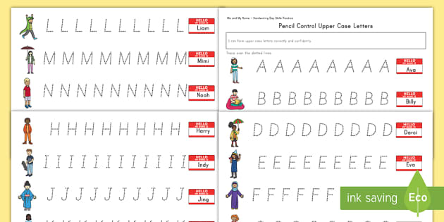 Me and My Name Capital Letters Pencil Control Worksheets