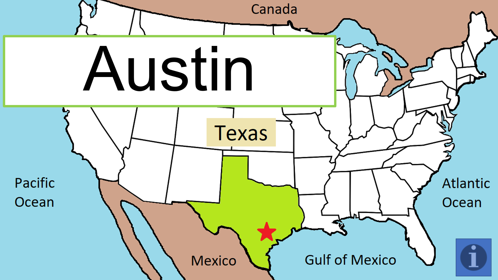 Interactive MS PowerPoint of US State Capitals, US geography