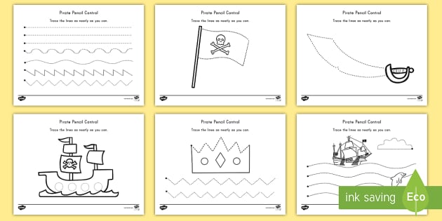 Pirate Pencil Control Worksheet