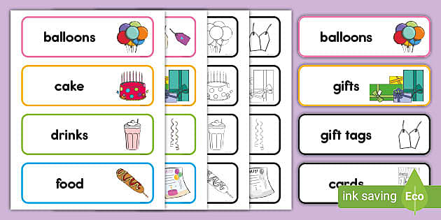 Birthday Party Word Cards