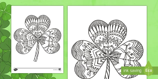 St. Patrick's Day Shamrock Mindfulness Coloring Sheet