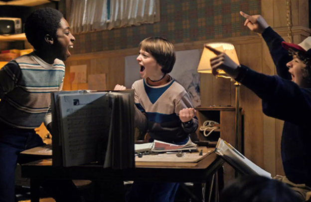 Characters in Stranger Things playing Dungeons and Dragons.