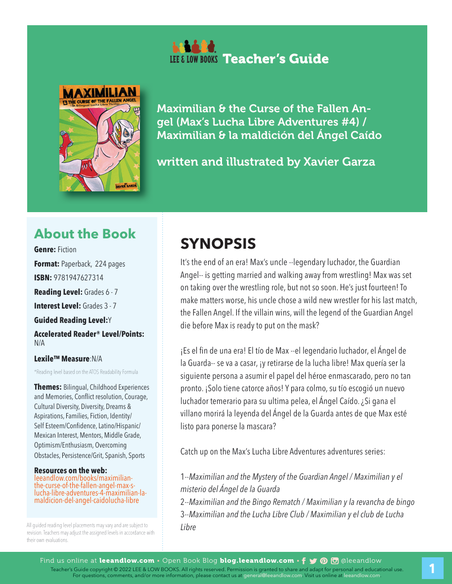 Teacher's Guide for Maximilian and the Curse of the Fallen Angel (Book #4)