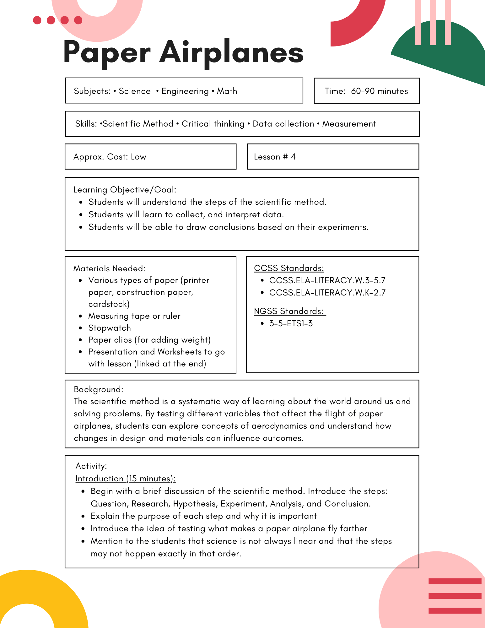 Paper Airplane Investigation
