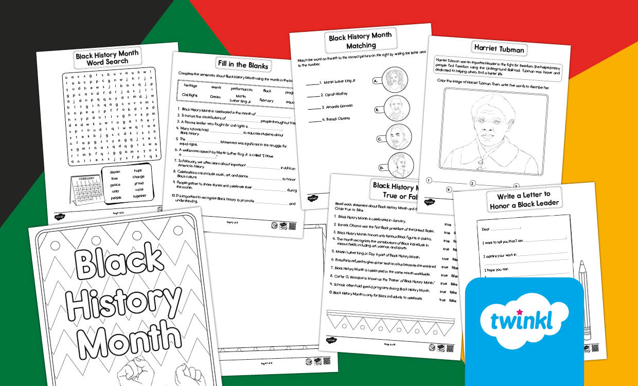 Black History Month Activity Booklet for K-2nd Grade