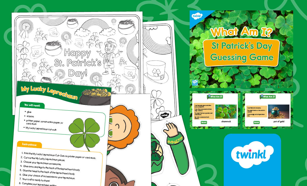 St Patricks Day Lesson Activity Pack for K-2nd Grade