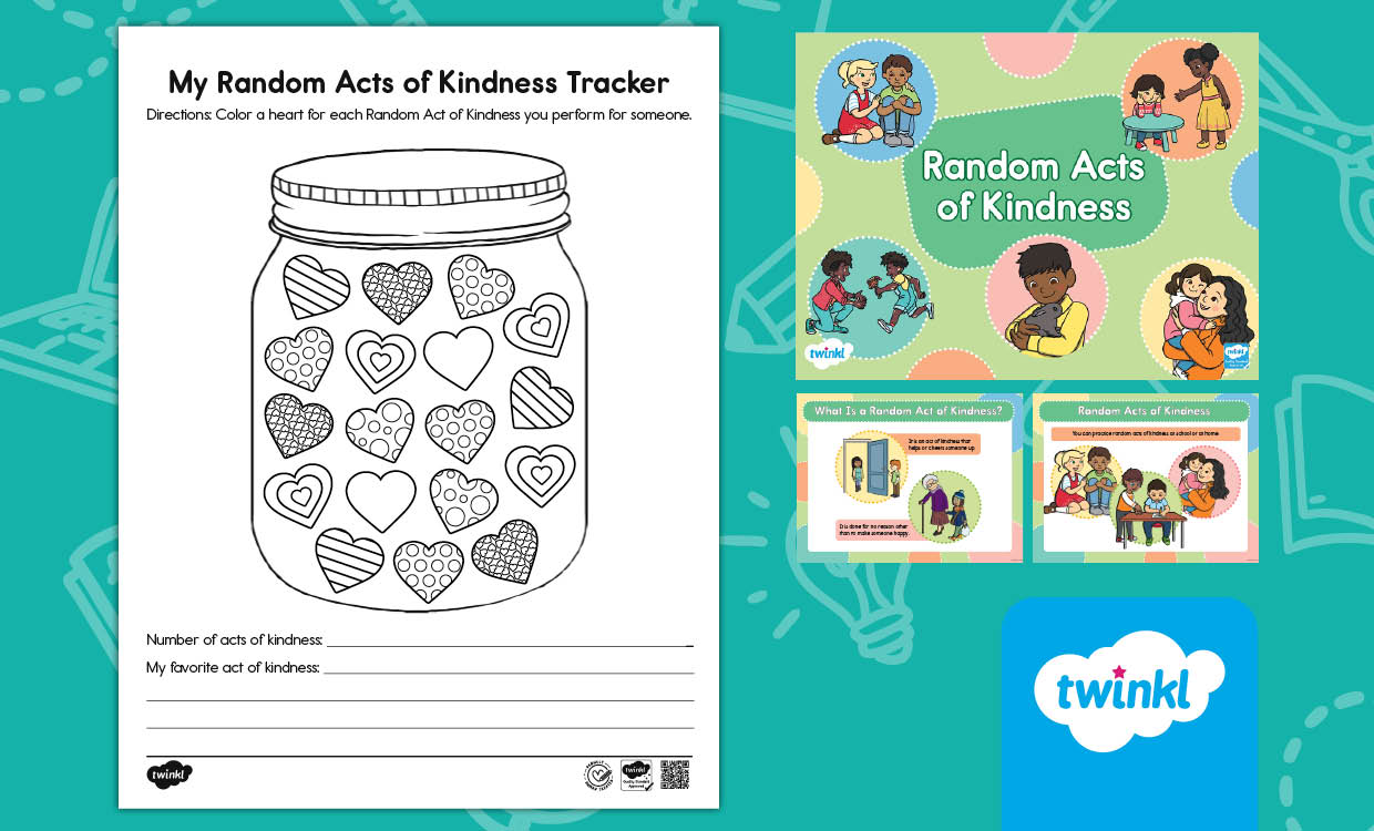 Random Acts of Kindness Lesson Pack – PowerPoint & Activity Tracker for K-2nd Grade