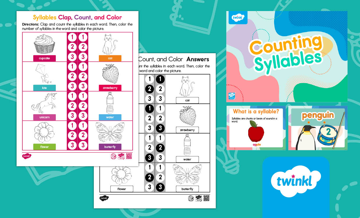 Counting Syllables Lesson Pack for K-2nd Grade