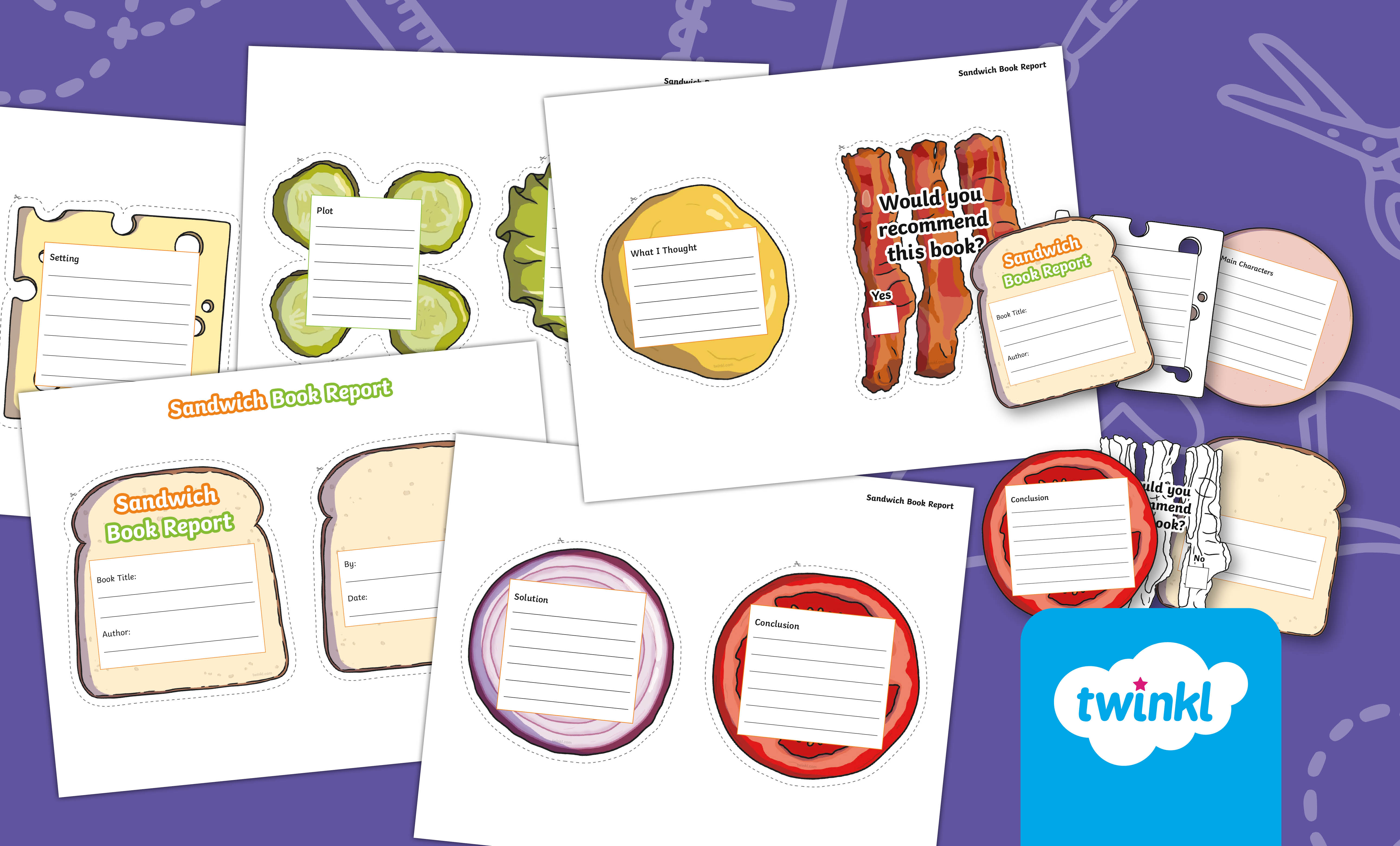 Sandwich Book Report Template for 3rd-5th Grade