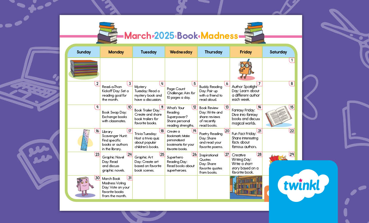March 2025 Book Madness Calendar