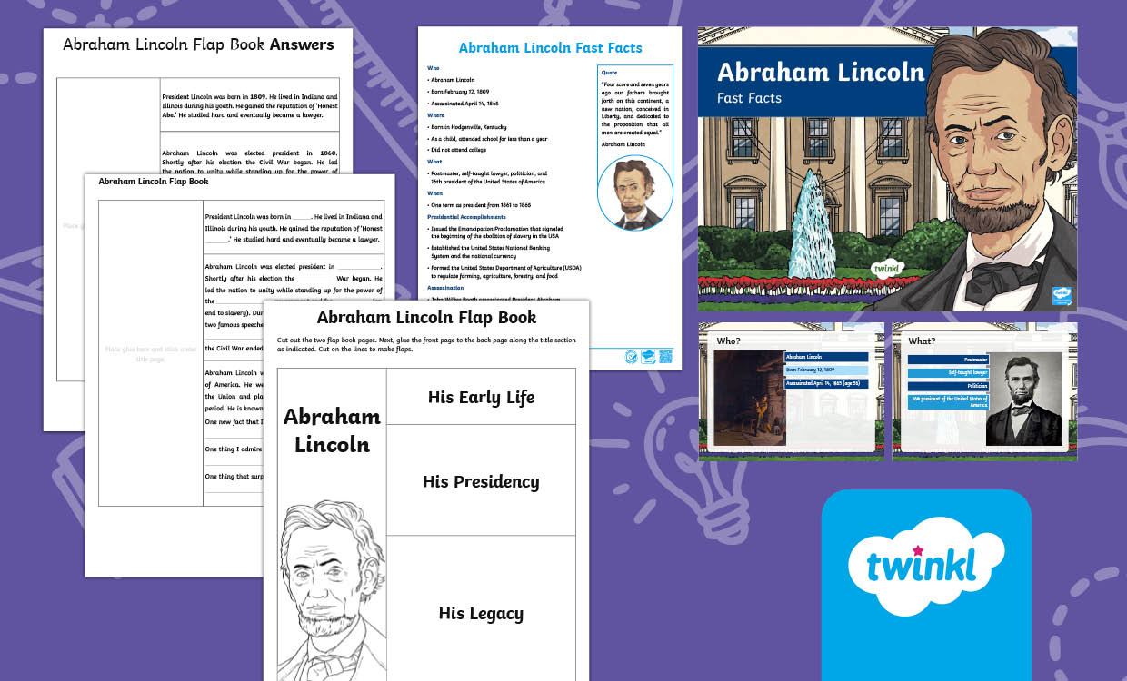 Abraham Lincoln Fast Facts Lesson for 3rd-5th Grade