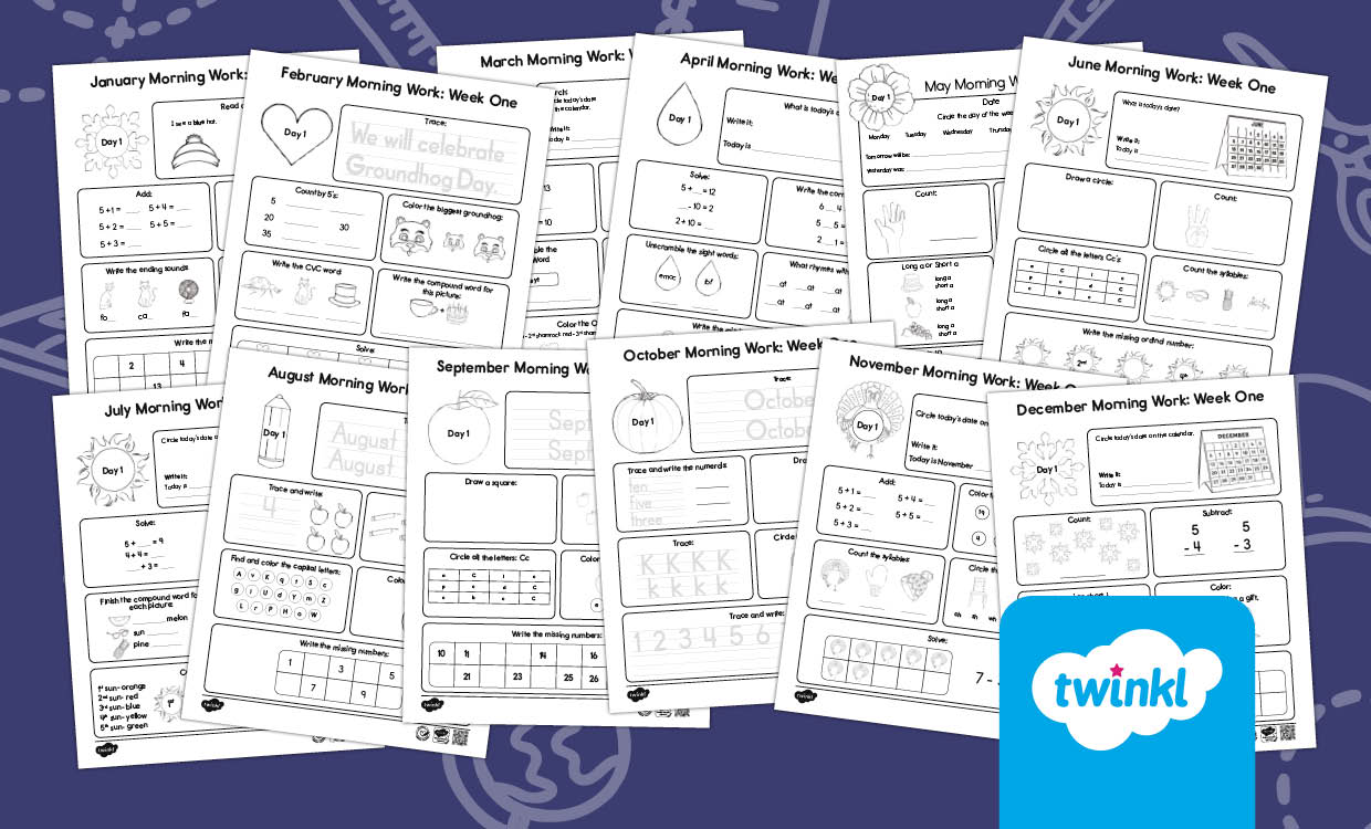 Kindergarten Morning Worksheets – Monthly Taster Pack