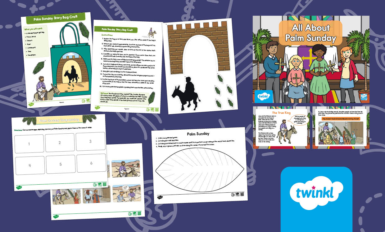 All About Palm Sunday Lesson Bundle – PowerPoint, Crafts & Sequencing Activity for K-2nd Grade