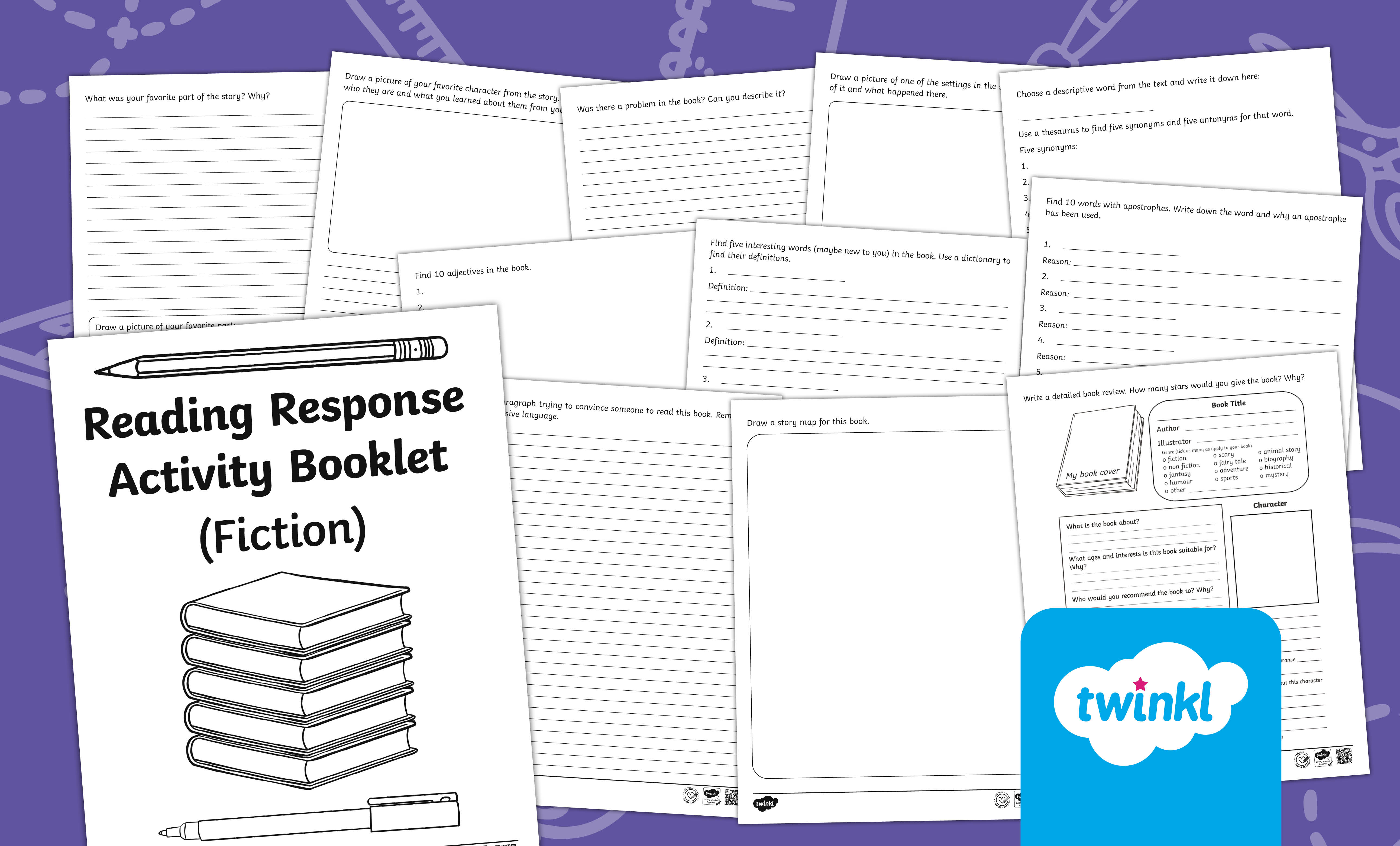 Fiction Reading Response Booklet for 3rd-5th Grade