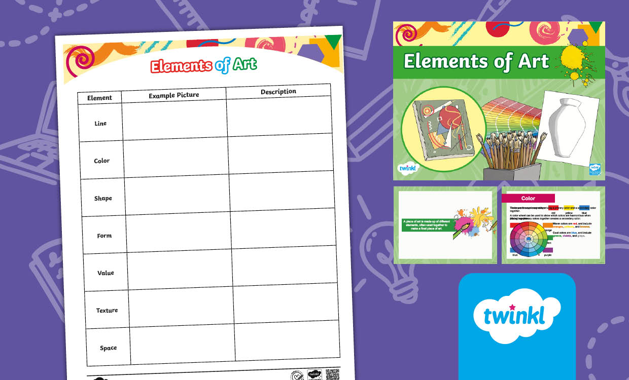 Exploring the Elements of Art – Worksheet & PowerPoint for 3rd-5th Grade