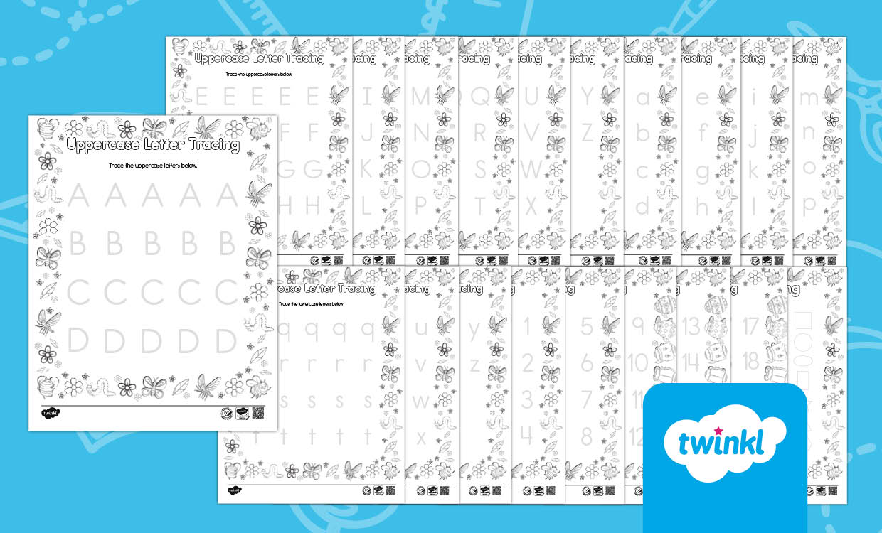 Spring Letters, Numbers, and Shapes Tracing Worksheets – Fine Motor Skills Practice for PK-K