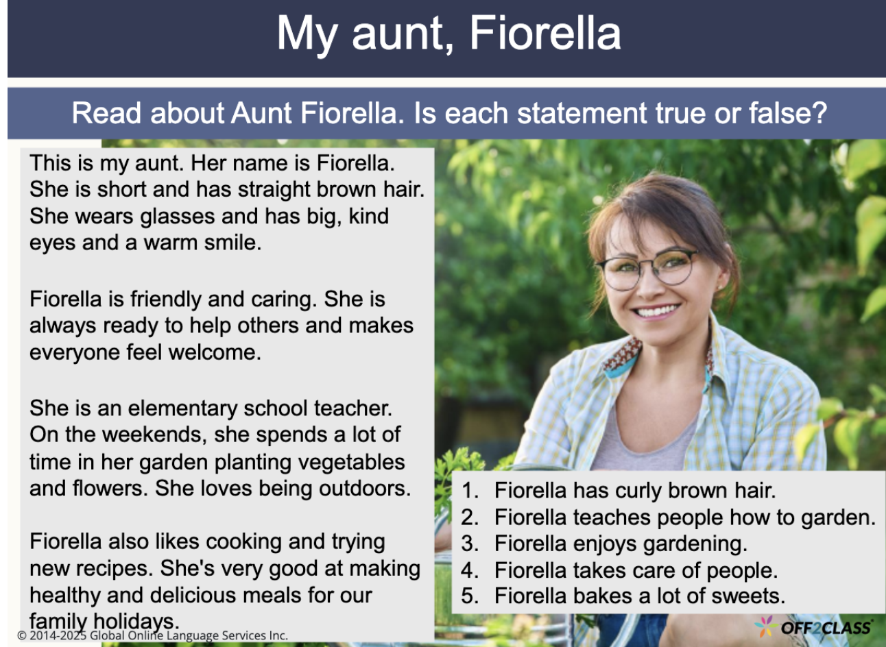 Reading Lesson Plan for Newcomers R125 - Describing People