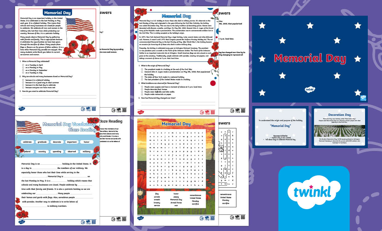 Memorial Day Lesson Bundle for 3rd-5th Grade