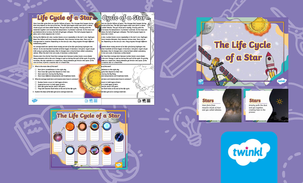 Life Cycle of a Star | PowerPoint, Graphic Organizer & Reading Comprehension for 6th Grade