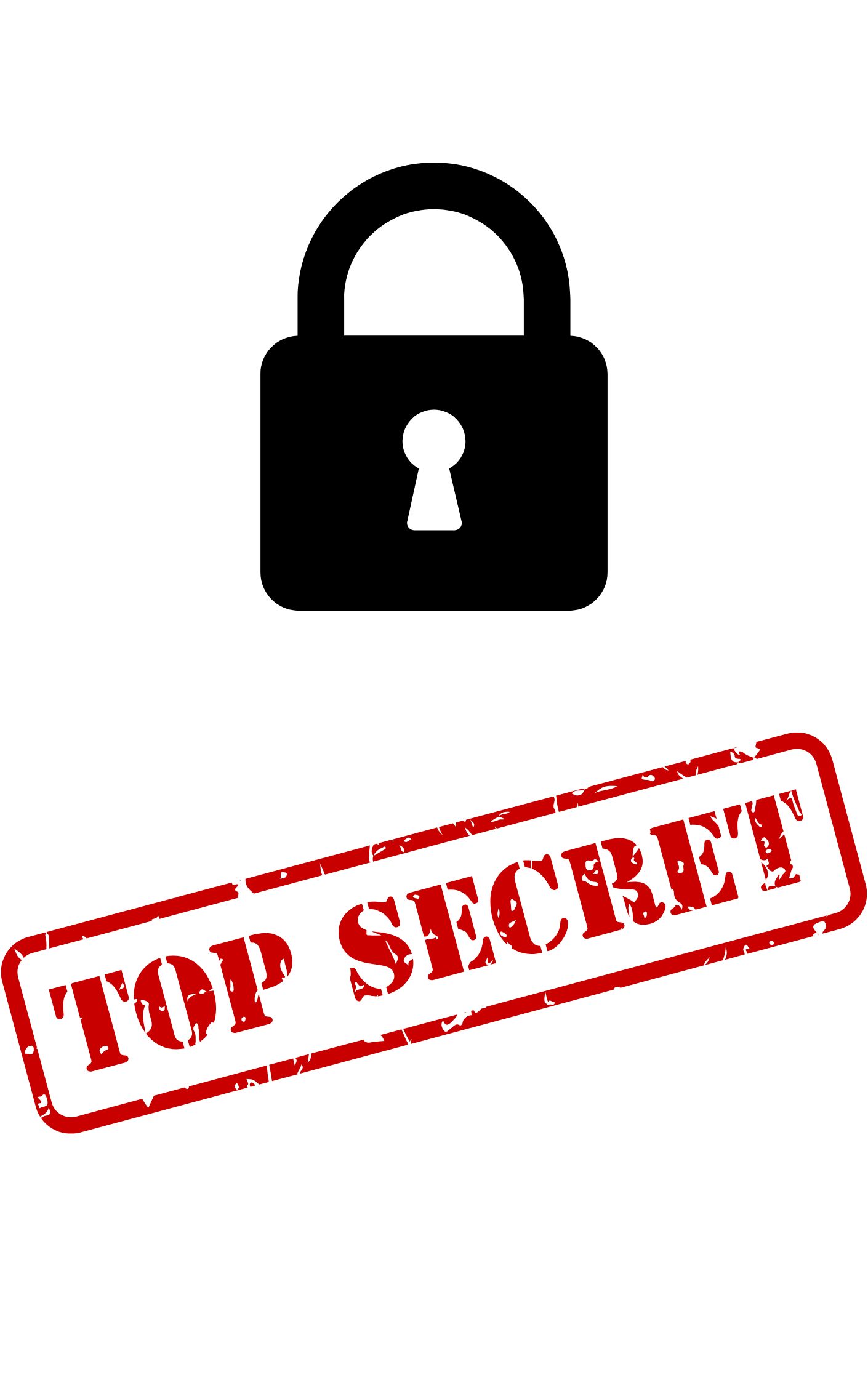 Black padlock icon above a red “TOP SECRET” stamp, symbolizing the importance of keeping personal information private online for kids.