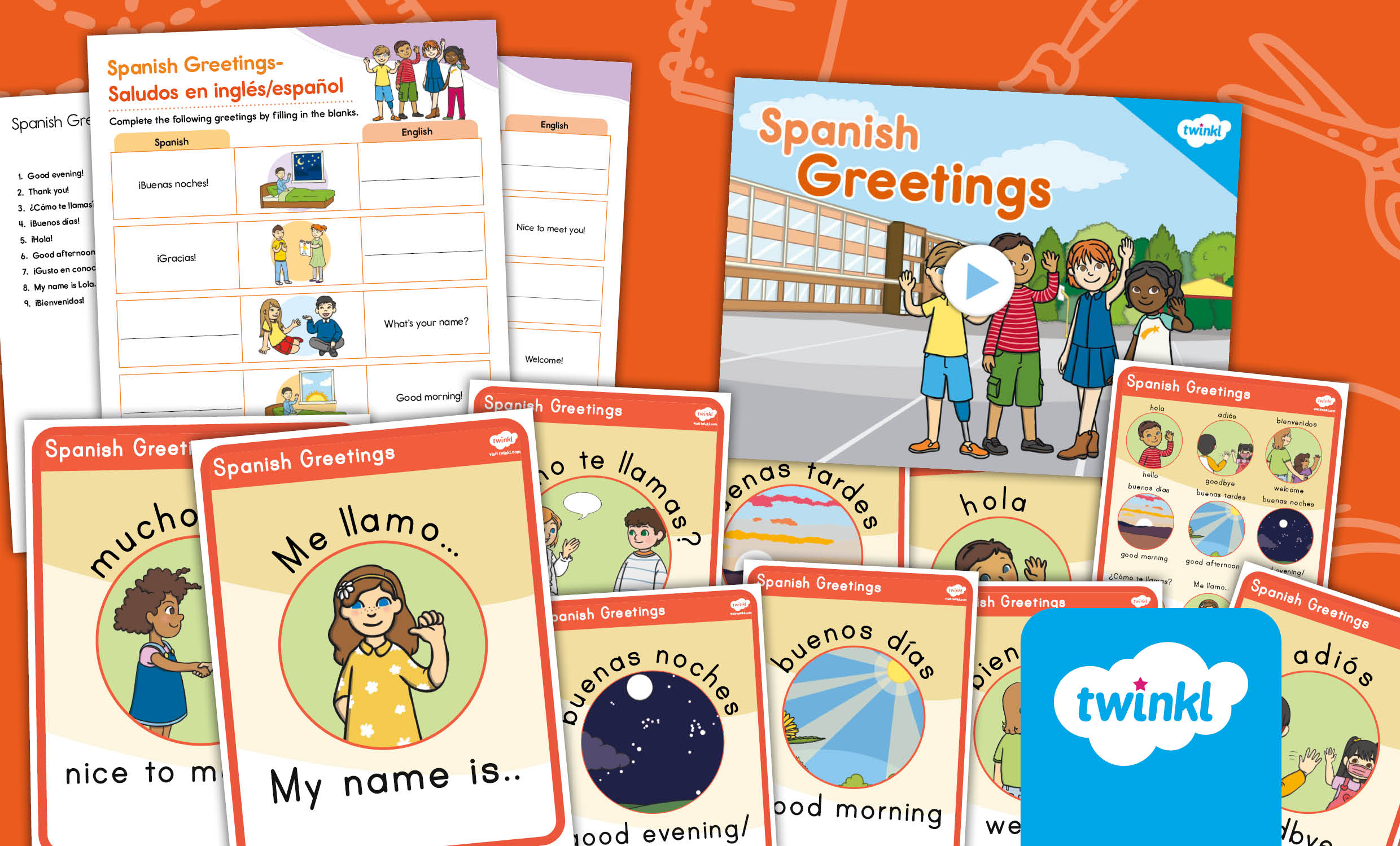 Spanish Greetings Teaching Bundle for Elementary Students (English & Spanish)