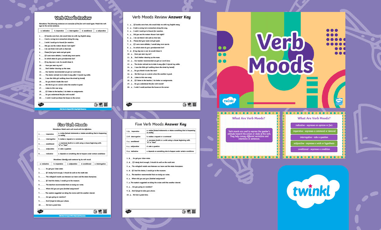 Verb Moods Lesson | Interactive grammar practice for 8th Grade