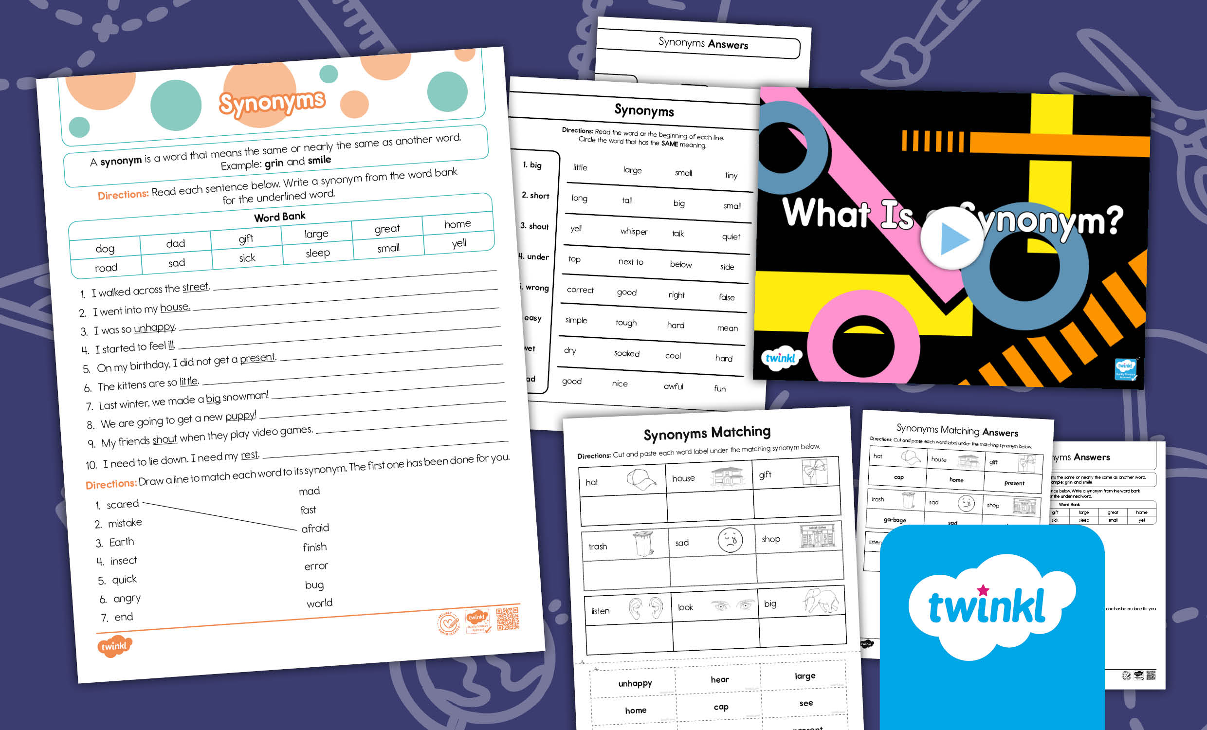 Synonyms Activity Bundle for K–2nd Grade