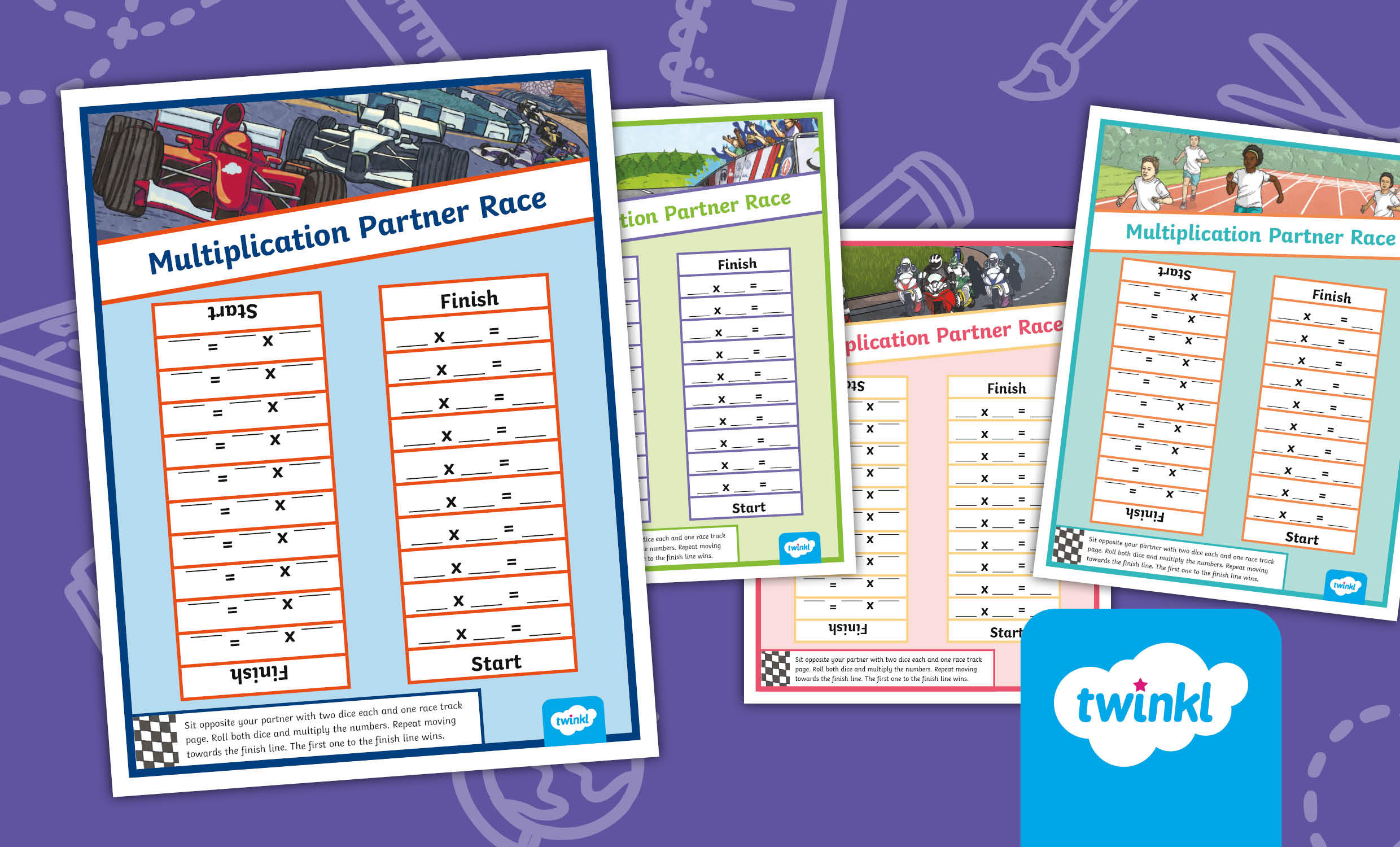 Partner Race Multiplication Facts Game for Third Grade