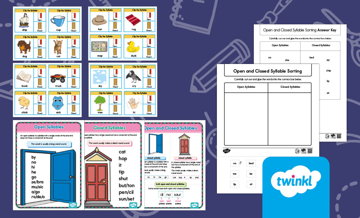 Open and Closed Syllables Activity Bundle for K–2nd Grade