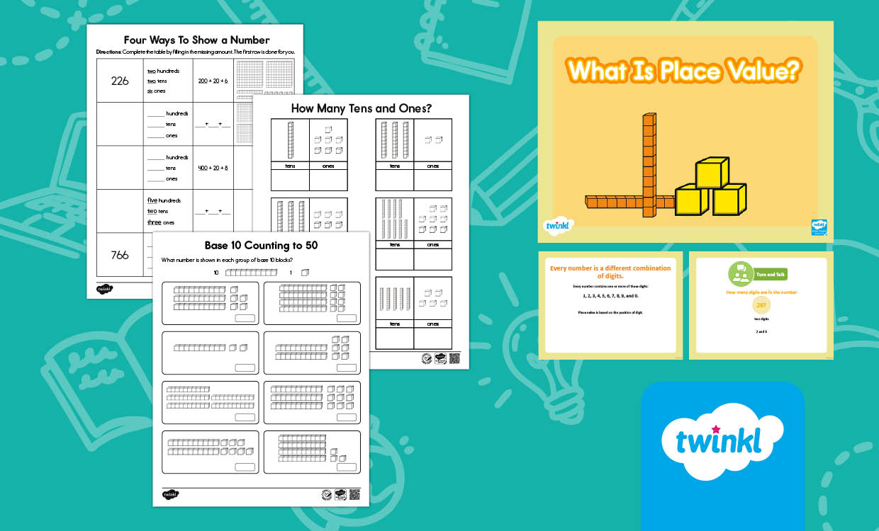 Place Value and Base Ten Lesson Pack for K-2nd Grade