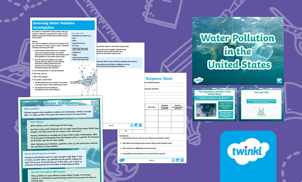 Water Pollution in the United States Teaching Pack for 3rd–5th Grade