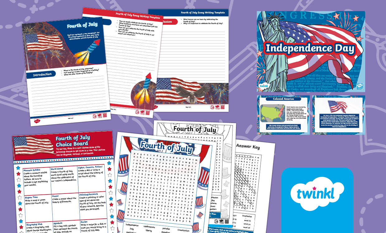 Fourth July Activity pack for 6th-8th Grade