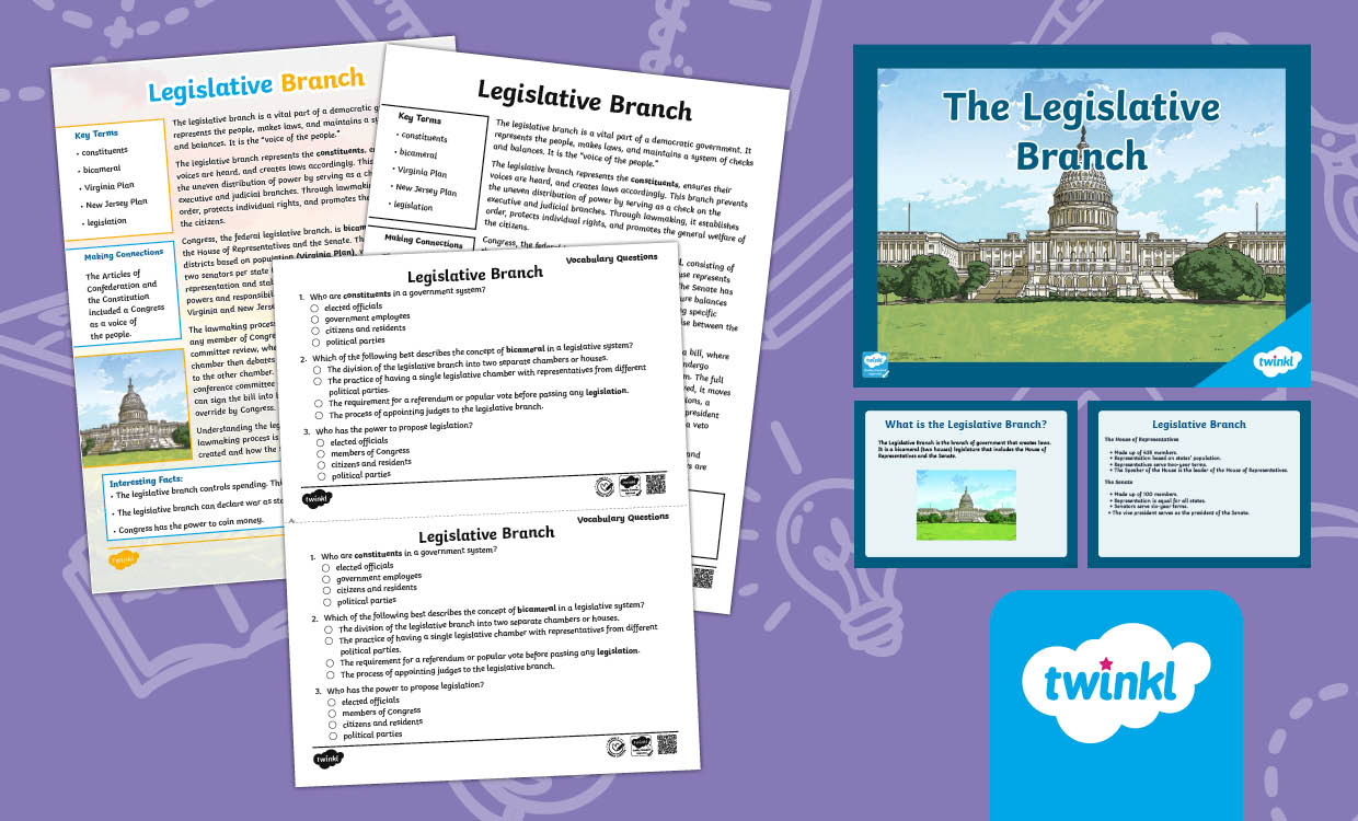 The Legislative branch Lesson Pack for 8th Grade
