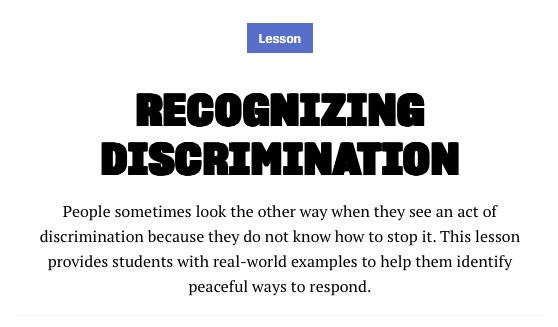 RECOGNIZING DISCRIMINATION: Elementary Grades
