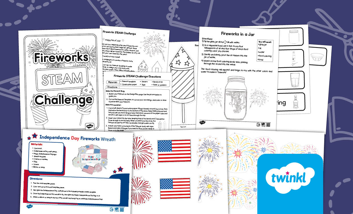 Fourth July Firework Activities for K-5th Grade