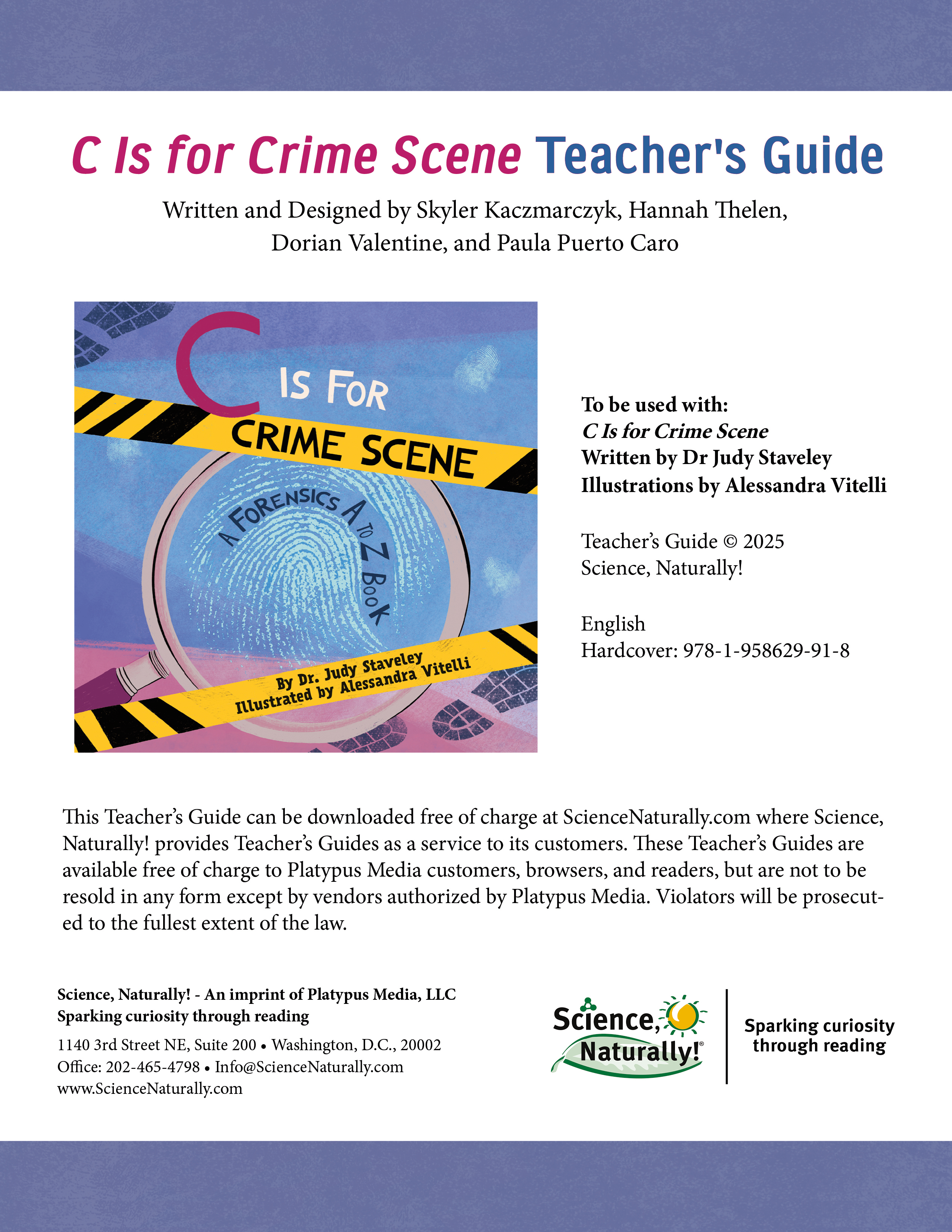 C Is for Crime Scene Teacher’s Guide