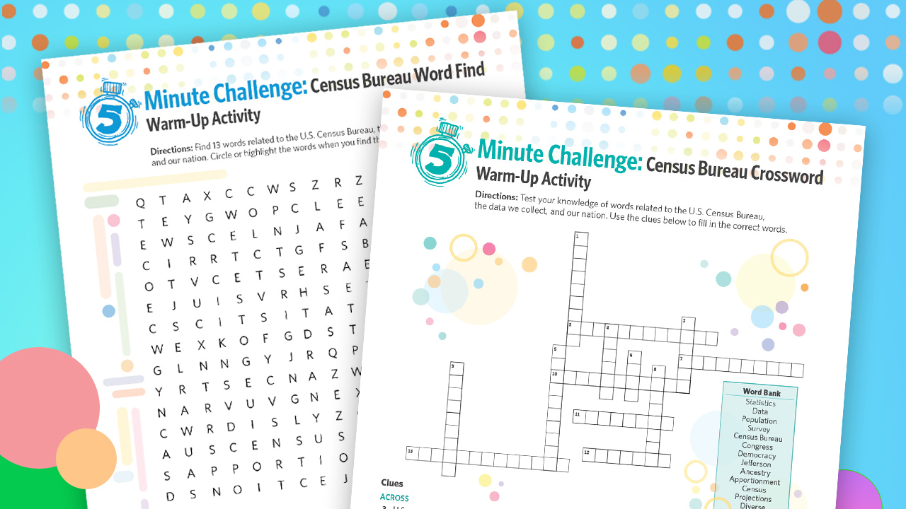 Census Word Find and Crossword Warm-Up Activities