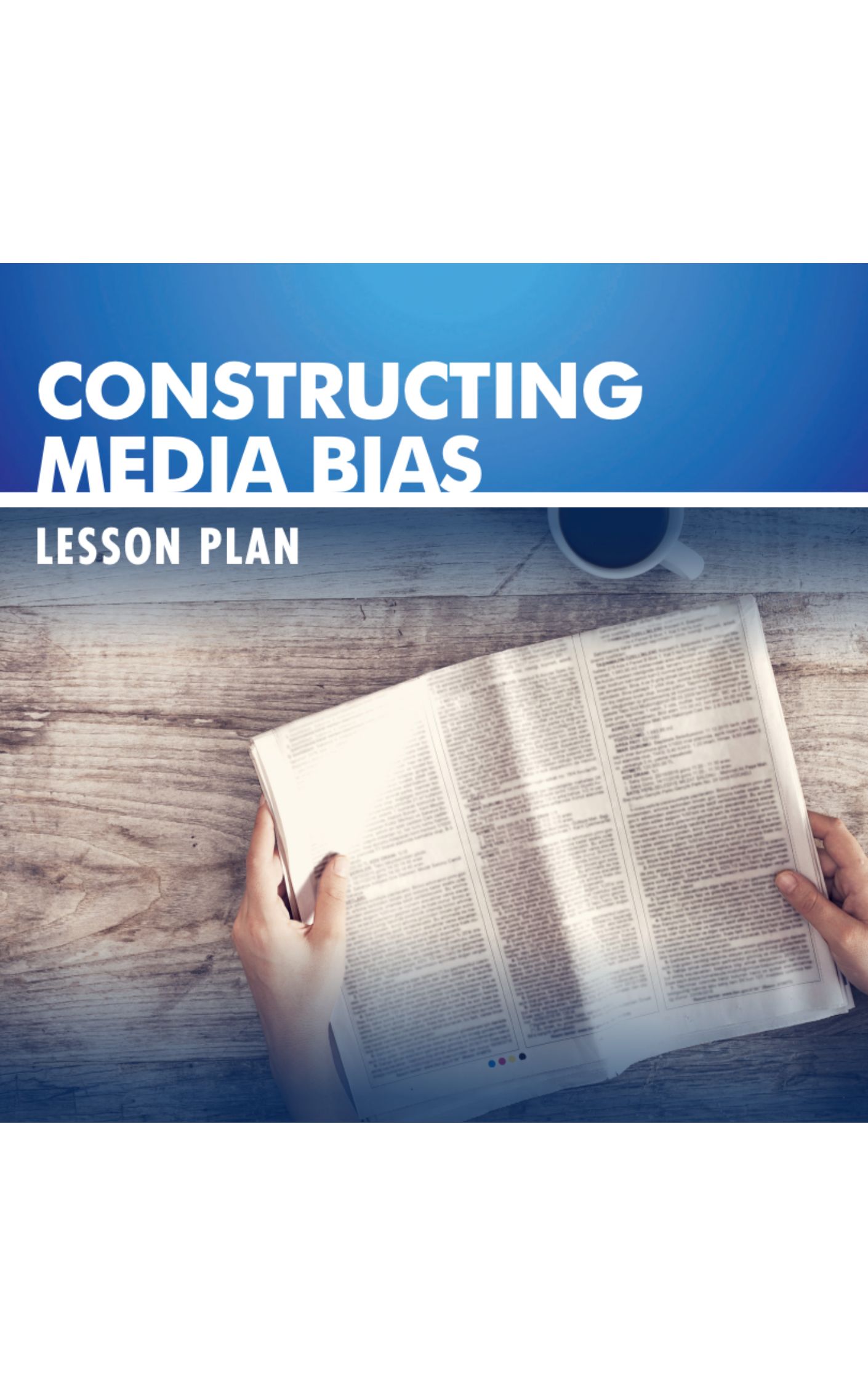 A student reading a newspaper during a media literacy lesson on identifying media bias.