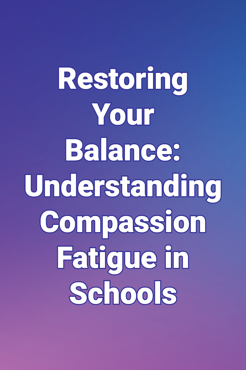 "Restoring your balance" in white on blue and purple background