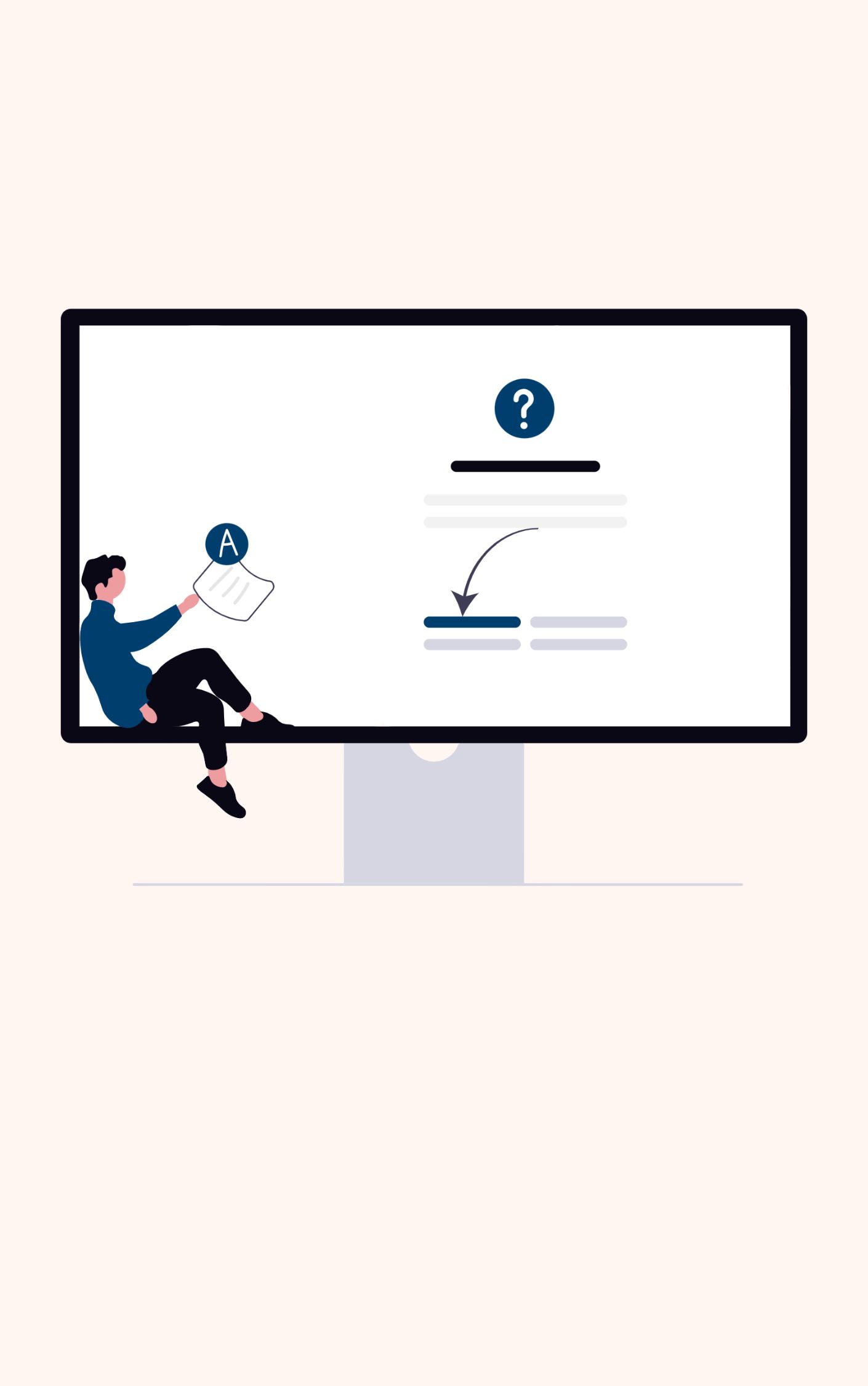 graphic of a man taking test on computer