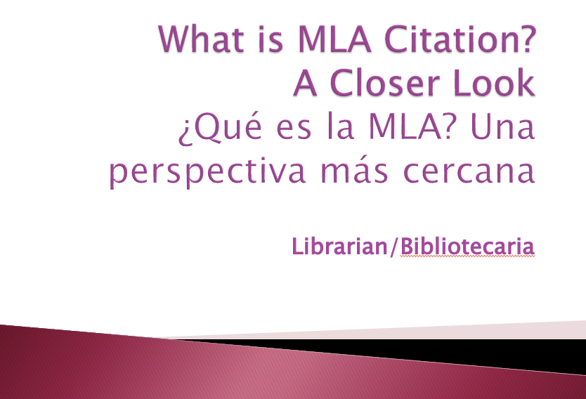 MLA Citation Workshop (English w/Spanish)