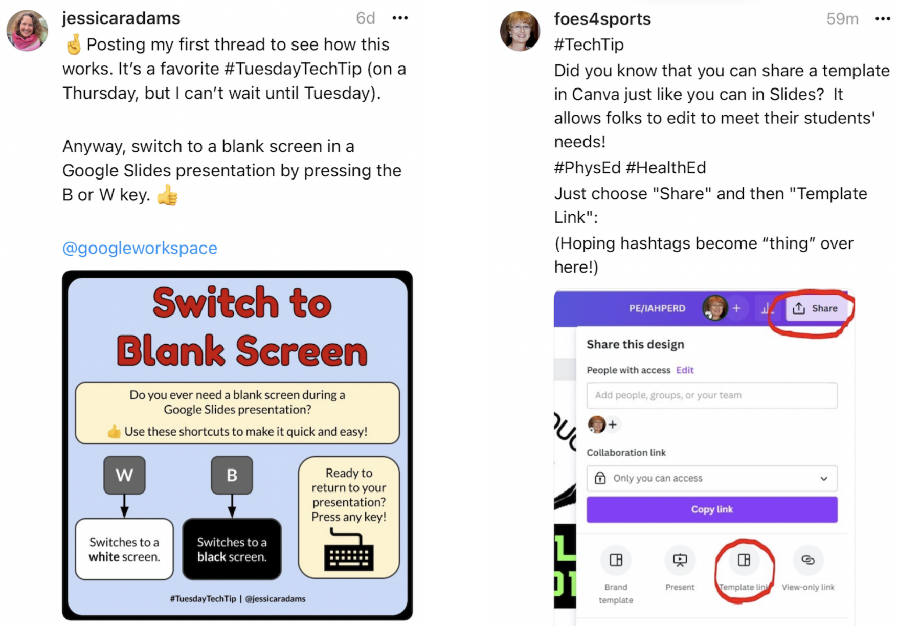 Tech tips for canva and google slides