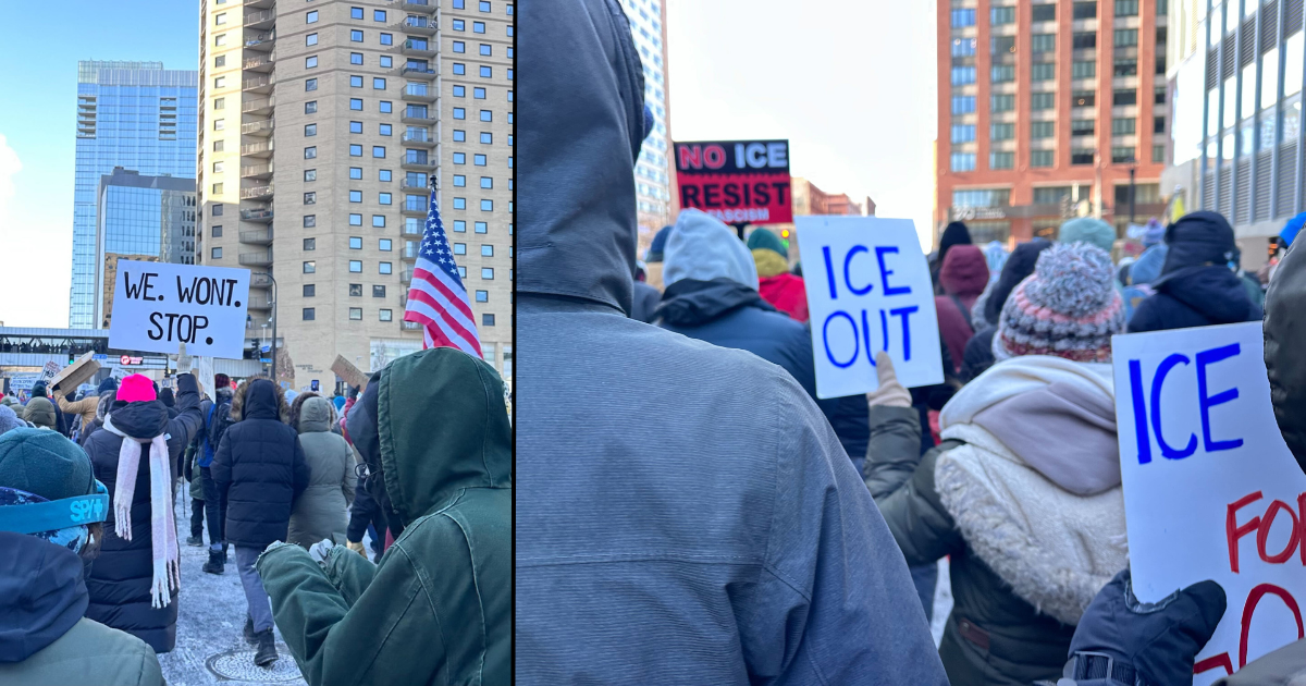 Images from the January 23, 2026 ICE Out protest. Photos courtesy of Mary Cathryn Ricker.